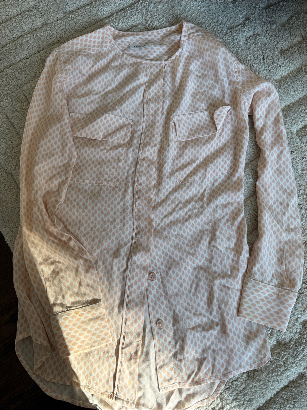 Equipment Pink and White Printed Long-Sleeve Button Shirt